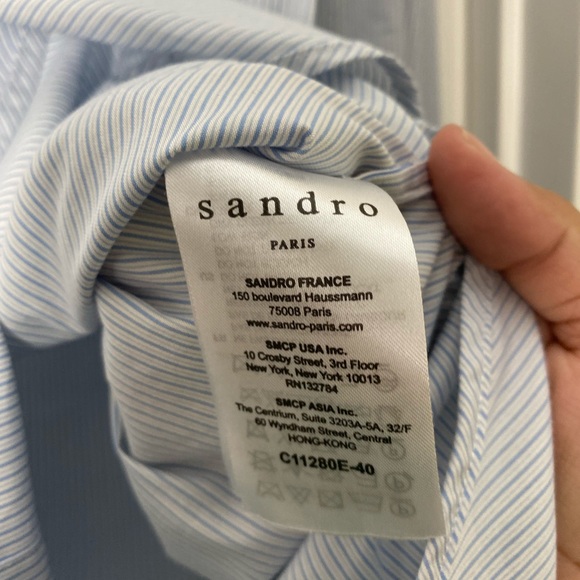 Sandro Paris Stripped Button Up Shirt Top Sz S - Picture 6 of 12